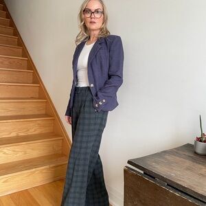 Kenar Navy Linen lined blazer